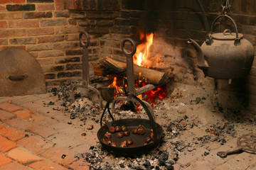 Chestnuts roasting by an open fire