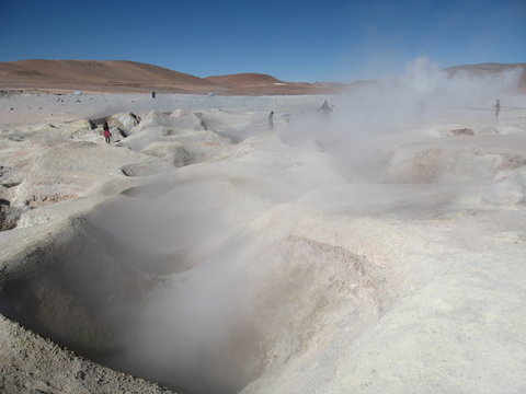 Active geisers during an excursion in Bolivia