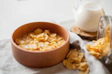 wooden plate and breakfast
