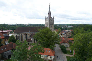 View of the St John's Church in the town of Cesis, Latvia