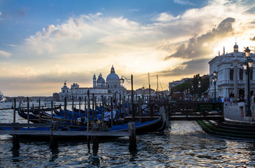 Santa Maria della Salute basilica with gondolas, Venice