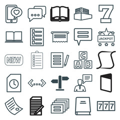 Set of 25 text outline icons