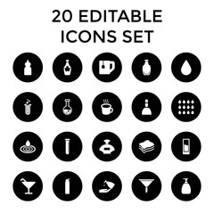 Liquid icons. set of 20 editable filled liquid icons