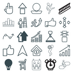 Set of 25 up outline icons