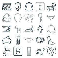 Set of 25 women outline icons