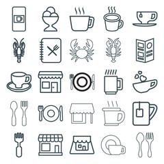 Set of 25 cafe outline icons