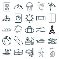 Set of 25 vacation outline icons