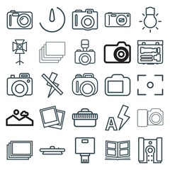 Set of 25 photography outline icons