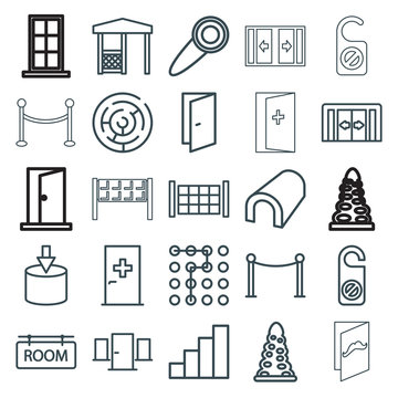 Set of 25 entrance outline icons