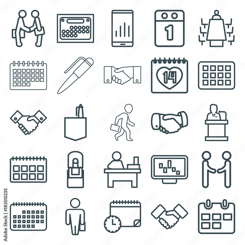 Wall mural Set of 25 meeting outline icons