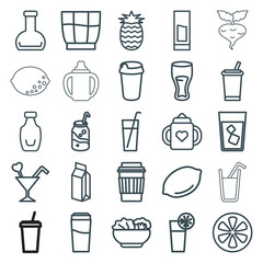 Set of 25 juice outline icons