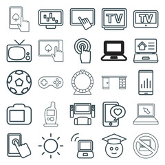 Set of 25 screen outline icons