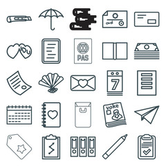 Set of 25 paper outline icons