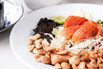 Myanmar fermented tea leaves salad or Lahpet