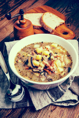 Sour rye soup. Instagram style filtred image.