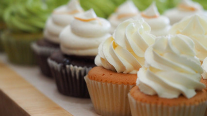 Cupcake decoration for christmas and happy new year background