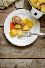 delicious vegetable stew with chicken meat