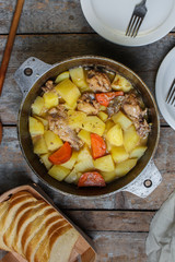 delicious vegetable stew with chicken meat