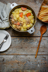 delicious vegetable stew with chicken meat