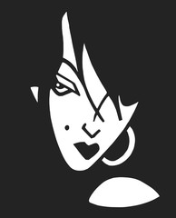 Stylized portrait of attractive model in black and white