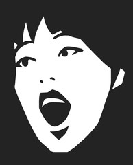 Stylized portrait of attractive model in black and white