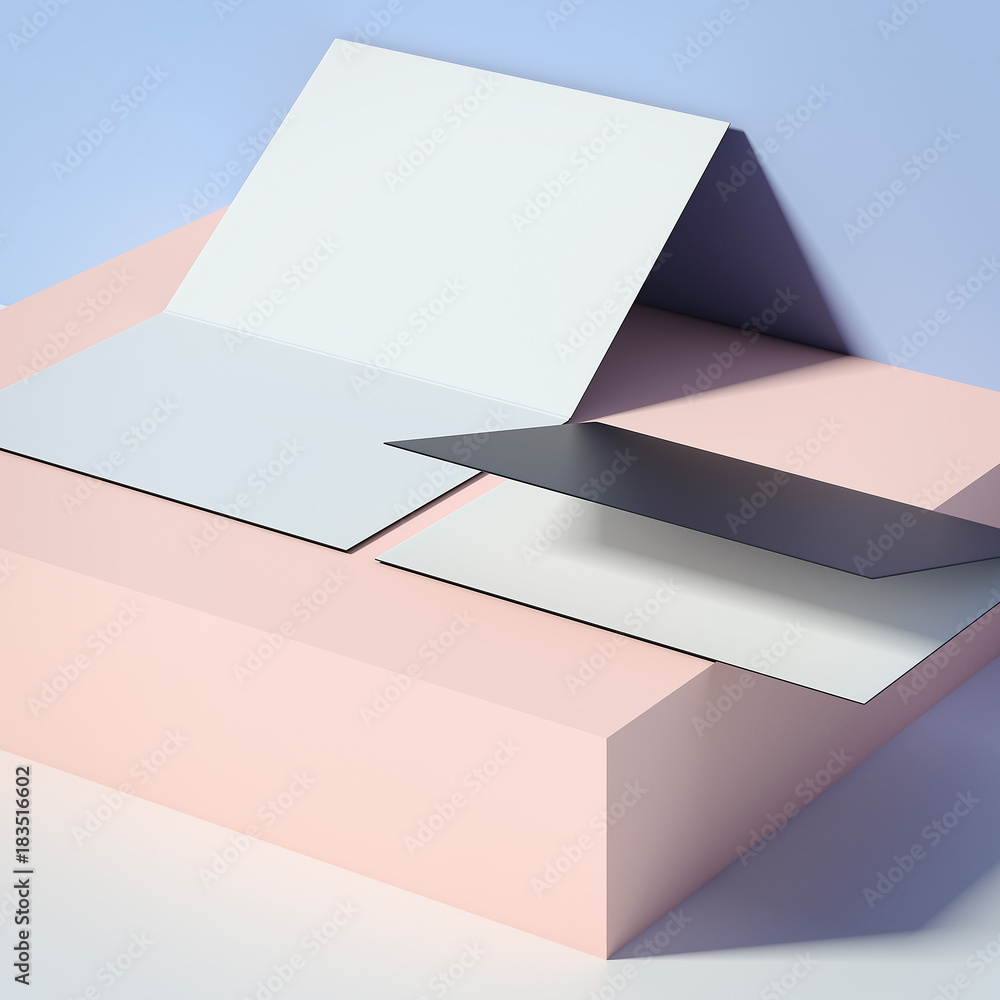 Aufkleber two leaflets on the box. 3d rendering