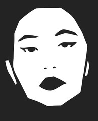 Stylized portrait of beautiful model in black and white