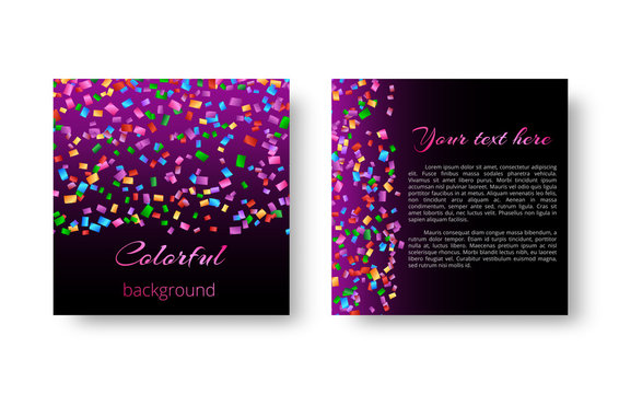 Birthday greeting card design with multicolored paper confetti