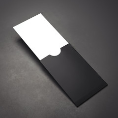 Black paper package with blank business card . 3d rendering