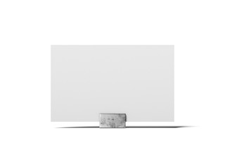 Blank white business card on the metal stand. 3d rendering