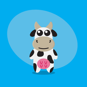 Cow cartoon flat cute card
