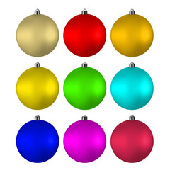 New Year's multicolored balls on the Christmas tree