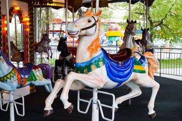Children's merry-go-round with horses