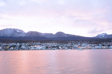 Fototapeta premium City of Ushuaia at the sunset.