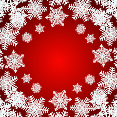 Red snowflakes background. Illustration.