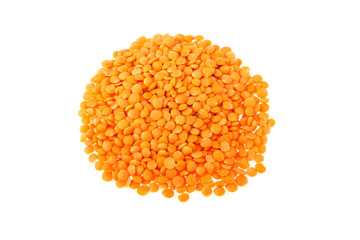 lentils isolated top view on a white background