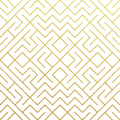 Golden geometric pattern background with abstract gold glitter mesh texture. Vector seamless ornate geometry pattern of rhombus and metal line nodes for luxury golden ornate white backdrop design