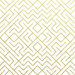 Papier peint Or abstrait géométrique Fond de motif géométrique doré avec texture de maille abstraite de paillettes d& 39 or. Motif géométrique orné sans soudure de vecteur de nœuds de ligne de losange et de métal pour la conception de toile de fond blanche ornée d& 39 or de luxe