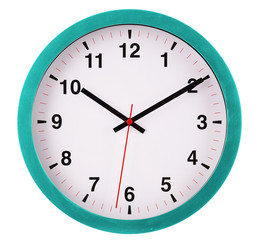 Wall clock isolated on white. Ten past ten.