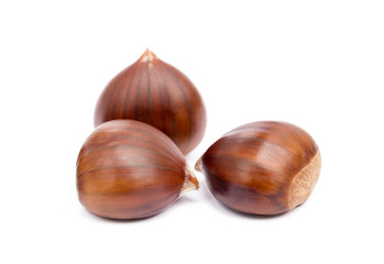 Tasty ripe chestnuts isolated on a white background