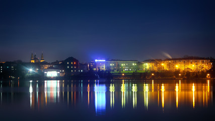Fototapeta na wymiar Panorama night city lights
