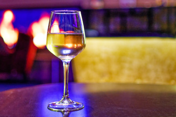 Glass of wine in a lounge