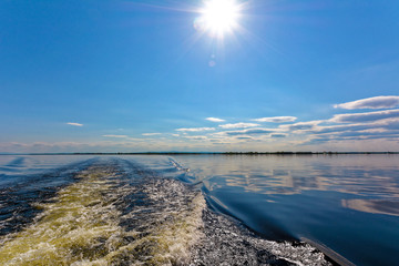 Waves at the back of the boat 