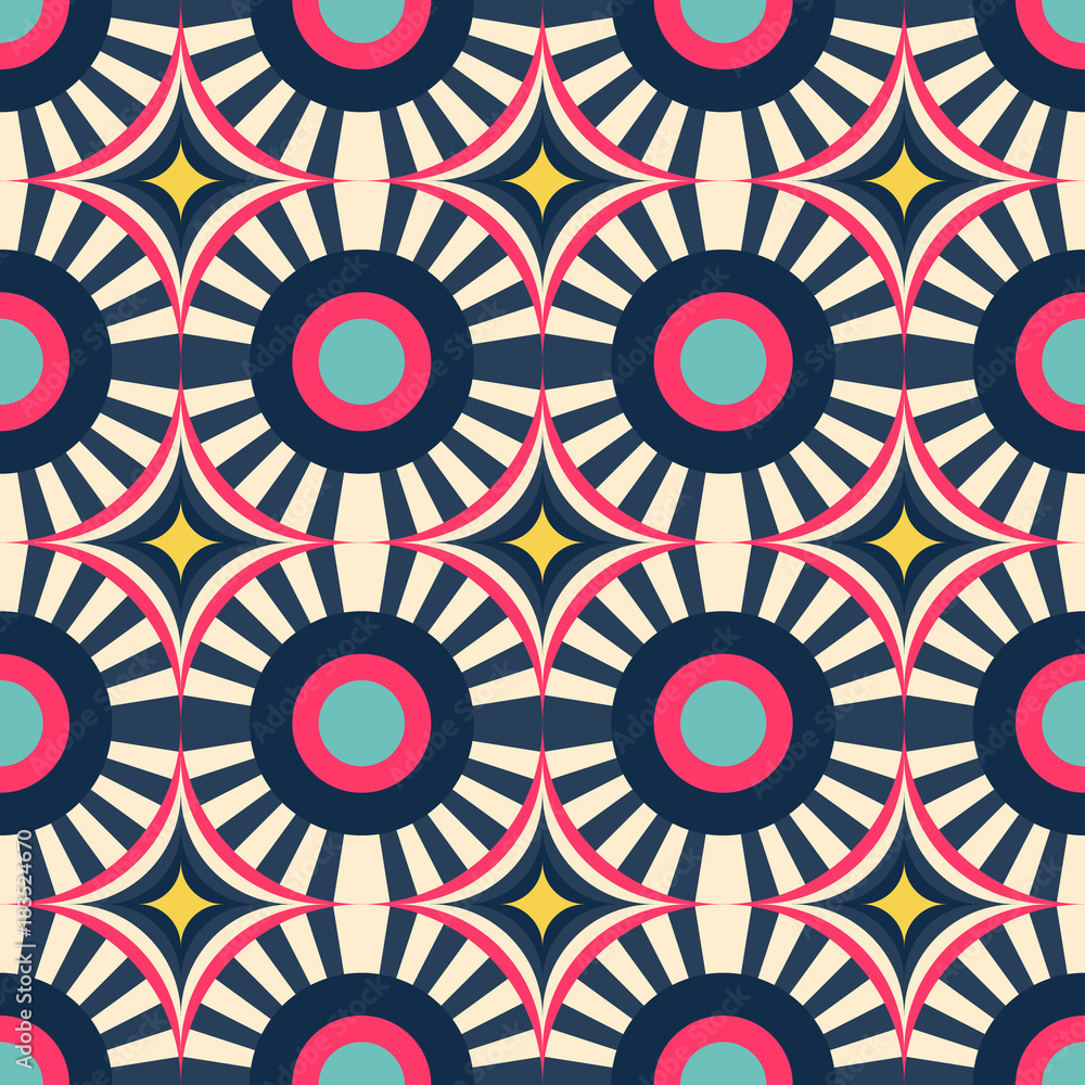 Poster abstract seamless pattern of lines and circles.