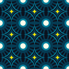Abstract seamless pattern of lines and circles.