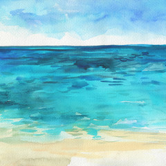 Ocean watercolor hand painting illustration. - 183525458