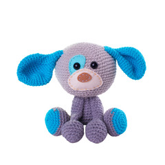 toy knitted dog isolated on white