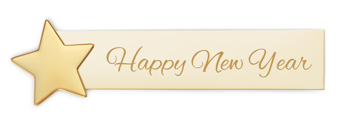 Fototapeta na wymiar Gift card banner with gold star - Happy New Year