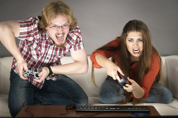 Gaming couple playing games