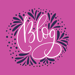 Blog.  Script handmade lettering word.